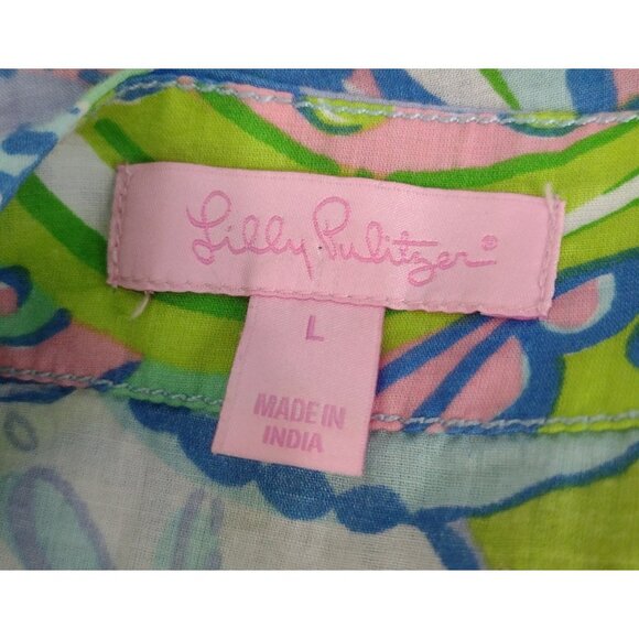 Lilly Pulitzer Amelia Island Paisley Tunic Top L 3/4 Conch Republic Coastal Fish - Picture 6 of 8